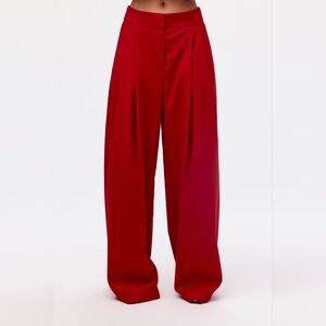Elegant Red Wide-Leg Women's Pants